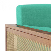 Onija Plus 3 Seater Sofa in Teak Finish & Lagoon Green Fabric