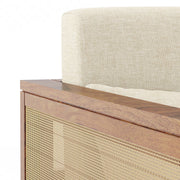 Onija Plus 3 Seater Sofa In Teak Finish & Macadamia Brown Hopsack Weave Fabric