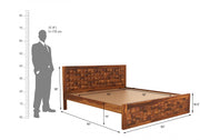 Takshor Sheesham Wood Queen Size Bed Without Storage (Honey Finish)