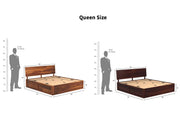 Krenthoris Sheesham Wood Queen Size Bed With Storage (Honey Finish)