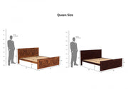 Kavyex Sheesham Wood Queen Size Bed Without Storage (Honey Finish)