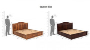 Zayrit Sheesham Wood Queen Size Bed With Storage (Walnut Finish)