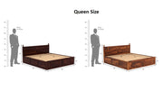 Zyavon Sheesham Wood Queen Size Bed With Storage (Honey Finish)