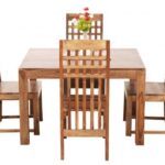ONIJA Solid Sheesham Wood 4 Seater Dining Set Dining Table Set with Chairs for Dining Room | Living Room | Home & Office