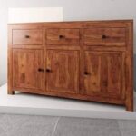 ONIJA Sheesham Wood Multipurpose Storage Sideboard Cabinet with 3 Drawers and 3 Shelf Solid Wooden Furniture for Bedroom Living Room Hall & Office Décor