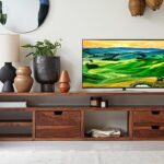ONIJA Sheesham Wood TV Stand with 3 Drawer & Shelf Storage for Living Room Home Entertainment Unit Center Console TV Table Wooden Tv Cabinet (Honey Brown Finish)