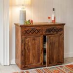 ONIJA Sheesham Wood Sideboard Cabinet with 2 Drawer and 2 Door Storage for Living Room Home and Office