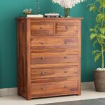ONIJA  Sheesham Wood Chest of Drawers 6 Drawer Storage Sideboard,Bedroom Hall Home Office Furniture, Kitchen Cabinet