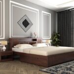 ONIJA Solid Sheesham Wood King Size Bed with Drawer Storage Wooden Double Bed Palang Bed for Bedroom Living Room Furniture