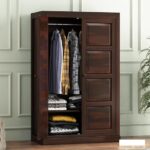 ONIJA Wooden 2 Door Wardrobe for Clothes with 2 Shelf Storage & Hanging Space - Sheesham Wood Almirah for Bedroom - Solid Wood Large Cupboard